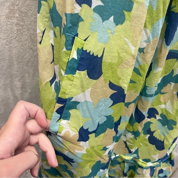 GIRLS FROM SAVOY Anthropologie Blue Teal Green Floral Pleated Dress size 6 - Picture 4 of 9